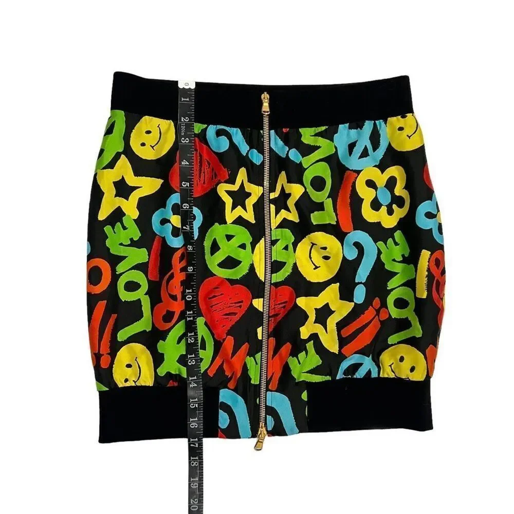MOSCHINO COUTURE X JEREMY SCOTT New !! Mini Skirt Size 6 Small ‘Peace Love’
